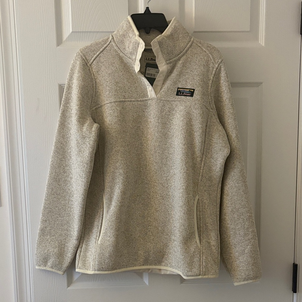 L.L. Bean Women's Zip Up Sweater in Light Gray